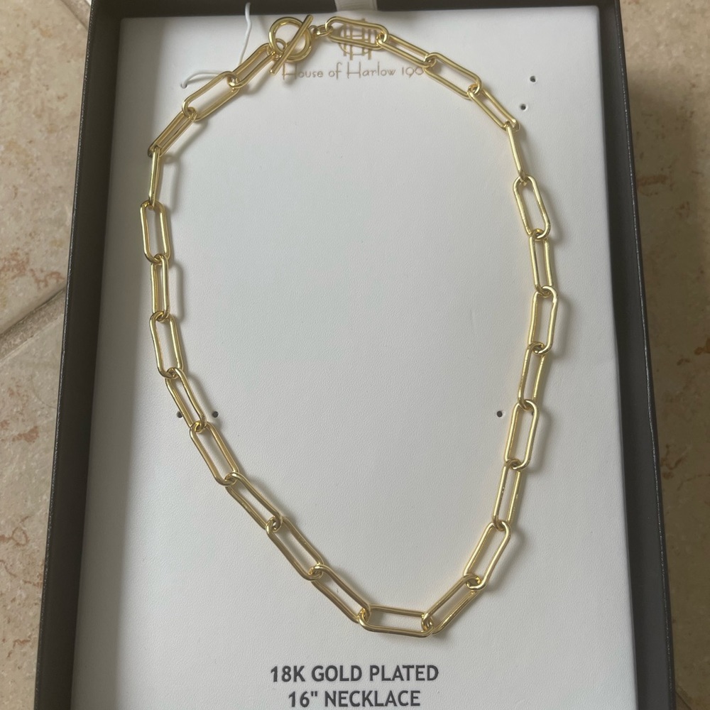 House of Harlow 1960 single gold chain necklace 14k plated
